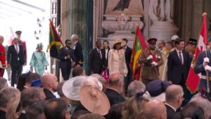 ‘Not my king’: New head of the Commonwealth faces a difficult future. Photo shows Commonwealth flags carried into Westminster Abbey at the start of the 6 May Coronation ceremony
