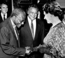 Shridath Ramphal – Remembering Sonny times. photo shows Shridath Ramphal, Queen Elizabeth II and Archbishop Tutu