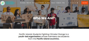 Research Article Climate justice and Pacific Island countries – a case study on grassroots advocacy. picture shows Website of the Pacific Islands Students Fighting Climate Change