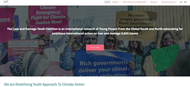 Research Article: Loss & Damage Youth Grant-Making Council - a climate justice case study. photo shows Council website