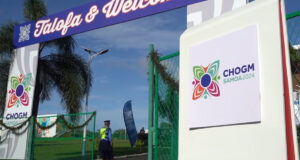 Commonwealth Round Table Samoa Diary: In the End is the Beginning: The Last Day of CHOGM. photo shows entrance to CHOGM