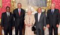 From the Round Table Journal archives - The Modern Commonwealth by Chief Emeka Anyaoku . photo shows Commonwealth secretaries-general with Queen Elizabeth II