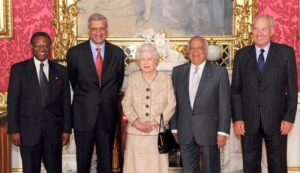 From the Round Table Journal archives - The Modern Commonwealth by Chief Emeka Anyaoku . photo shows Commonwealth secretaries-general with Queen Elizabeth II