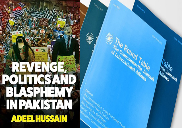 Book review: Revenge, politics and blasphemy in Pakistan. picture shows book cover and journal edition covers